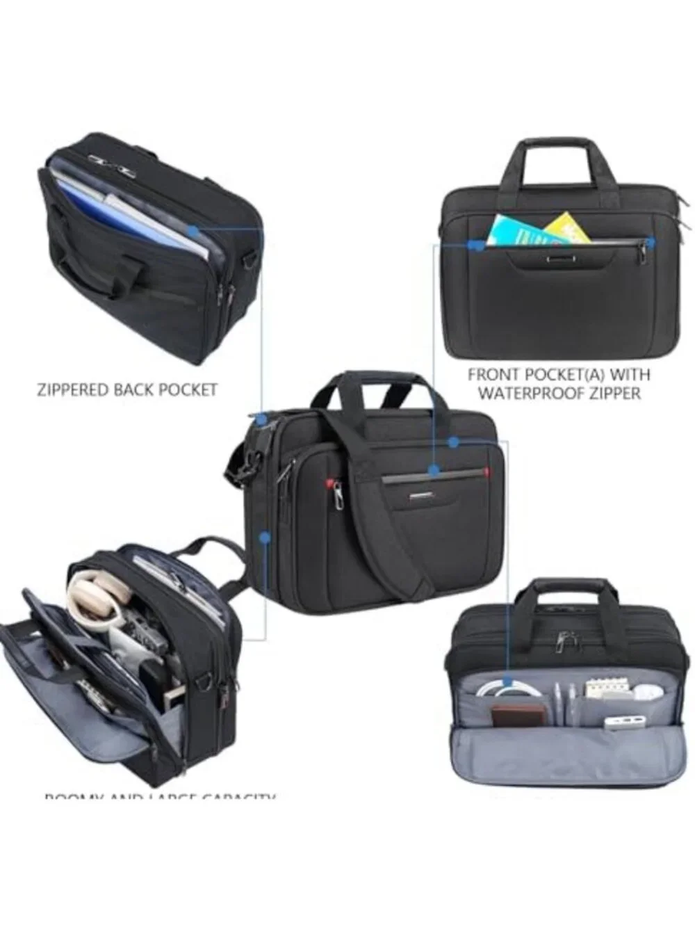 Expandable Waterproof Laptop Briefcase 17.3